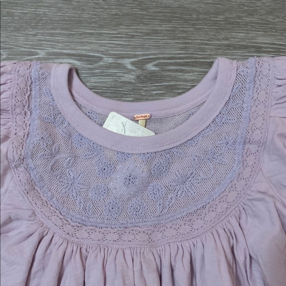 FREE PEOPLE Rose Party Embroidered Lace Blouse Ruffles NWT - Picture 5 of 11